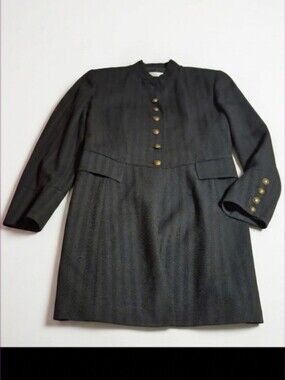 Vintage Emanuel Ungaro Black Officer Military Coat Jacket Gold Buttons  Sz 6